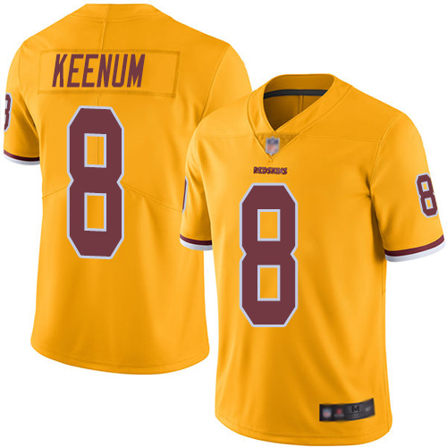 Washington Redskins Limited Gold Youth Case Keenum Jersey NFL Football #8 Rush Vapor Untouchable
